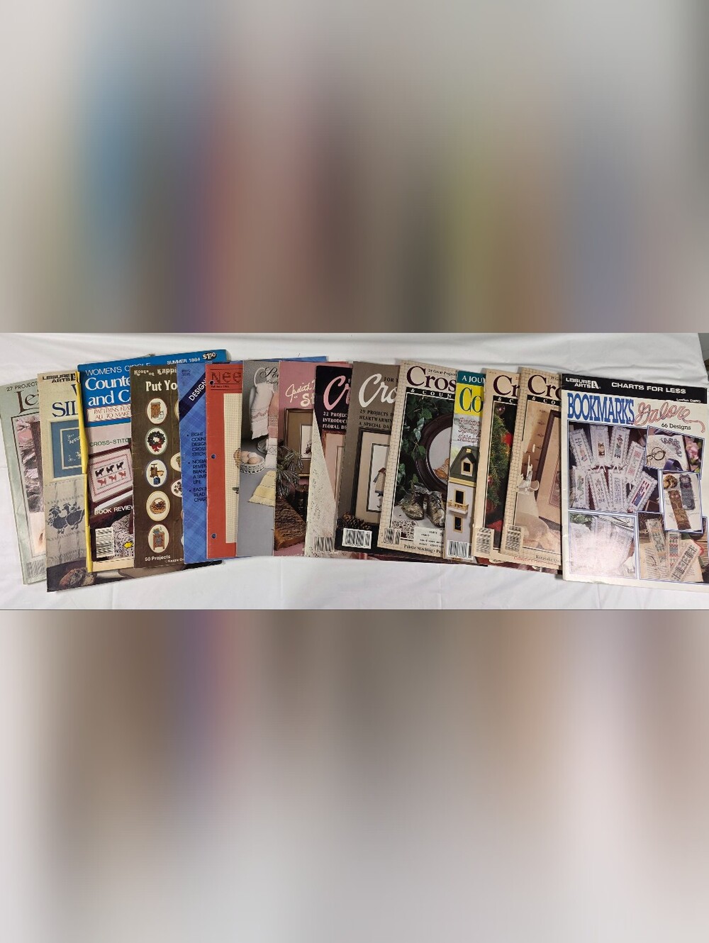 Vintage Estate Lot 17pcs Cross Stitch Applique Quilt Magazines & Books 1980-90s